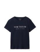 T-Shirt Logo Print Tom Tailor Navy