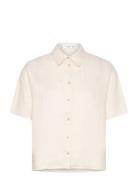 Short Sleeve Linen-Blend Shirt Mango Cream