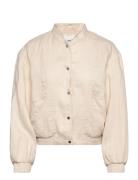 Buttons Linen-Blend Jacket Mango Beige