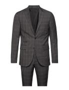 Checked Mens Suit Lindbergh Grey