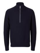 Slhaxel Ls Knit Half Zip Selected Homme Navy