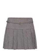 Houndstooth Belt Miniskirt Mango Blue