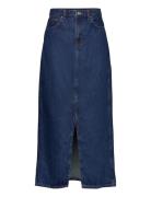 Slit Denim Skirt Mango Blue