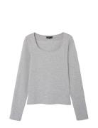 Nlfnove Ls Deep O-Neck Short Top LMTD Grey