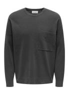 Onslamai Ovz 12 Ls Pocket Crew Knit ONLY & SONS Grey