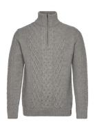 Jacob Cable Knit Half Zip Superdry Grey