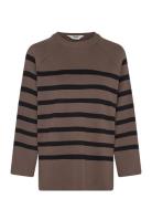 Objester Ls Knit Top Noos Object Brown