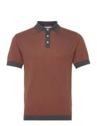 Knitted Polo S/S Contrast Lindbergh Brown