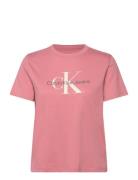 Ss Monologo Crewneck Tee Calvin Klein Jeans Pink