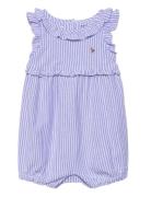 Striped Knit Oxford Bubble Shortall Ralph Lauren Baby Blue