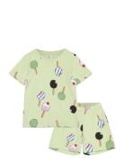 Pyjama Tee Shorts Set Aop Unis Lindex Green