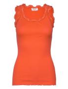 Rwbabette Sl U-Neck Long Lace Top Rosemunde Orange