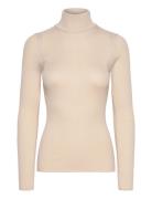 Silk T-Shirt W/ Roller Neck Rosemunde Beige