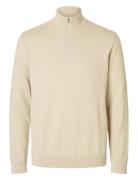 Slhberg Half Zip Cardigan Noos Selected Homme Beige