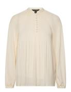 Pleated Georgette Blouse Lauren Ralph Lauren Cream