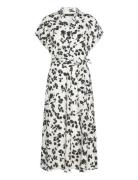 Leaf-Print Belted Crepe Dress Lauren Ralph Lauren Cream