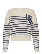 Logo Striped Cotton Boatneck Sweater Lauren Ralph Lauren Cream