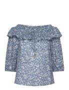 Floral Voile Off-The-Shoulder Blouse Lauren Ralph Lauren Navy