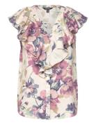 Floral Linen Flutter-Sleeve Shirt Lauren Ralph Lauren Pink