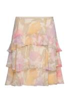 Floral Crinkle Georgette Tiered Skirt Lauren Ralph Lauren Pink