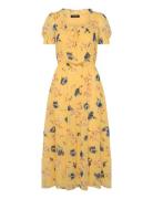 Floral Georgette Puff-Sleeve Midi Dress Lauren Ralph Lauren Yellow