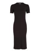 Modal Rib Slit Detail Midi Dress Calvin Klein Black