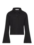 Rib Slim Ls Polo Top Calvin Klein Black