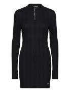 Variegtaed Rib Half Zip Ls Dress Calvin Klein Jeans Black