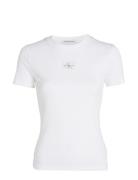 Woven Label Rib Baby Tee Calvin Klein Jeans White