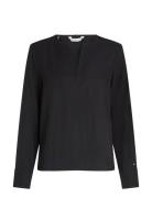 Viscose Regular V-Neck Ls Blouse Tommy Hilfiger Black