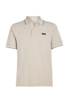 Stretch Pique Multi Tipping Polo Calvin Klein Beige