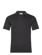 Smooth Cotton Open Placket Polo Calvin Klein Black