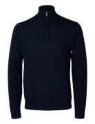 Slhtray Ls Knit Merino Half Zip Noos Selected Homme Navy