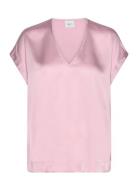 D6Luiza Satin V-Neck Top Dante6 Pink