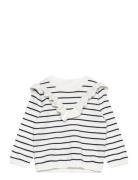 Ruffle Striped Sweater Mango White