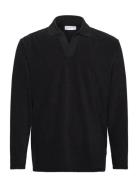 V-Neck Jacquard Polo L/S Lindbergh Black