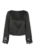 Vmmerle Lace Ls Boat Neck Top Wvn Ga Vero Moda Black