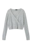 Nlfstidet Ls Crop Wrap Knit LMTD Grey