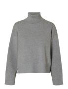 Slfkamma Ls Knit Roll Neck Noos Selected Femme Grey