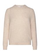 Slfsia Ras Ls Knit O-Neck Noos Selected Femme Beige