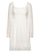 Thyra Dobby Dot Rushed Dress Bubbleroom White