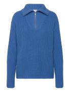 Slfbloomie Ls Knit Half Zip Noos Selected Femme Blue