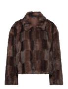 Sylvie Zip Faux Fur Jacket Bardot Brown