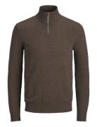 Jjeemil Knit Half Zip Noos Jack & J S Brown