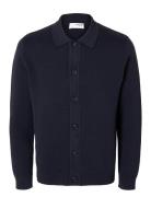 Slhmattis Ls Knit Polo Cardigan Selected Homme Navy