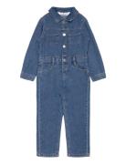 Denim Shirt Jumpsuit Mango Blue