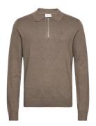 Ecovero L/S Zip Polo Lindbergh Brown