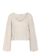 Nmnina L/S V-Neck Crop Knit Fwd S* NOISY MAY Cream