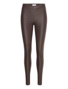 Objbelle Mw Coated Leggings Object Brown