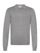 Long Sleeve Knitted Poloshirt Lindbergh Grey